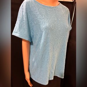 JM Collection sea foam/aqua blue asymmetrical shirt. Sz Small